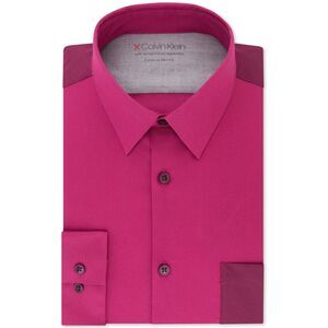 Calvin Klein Mens Slim Fit Performance Button Down Dress Shirt, Purple, 16-16...
